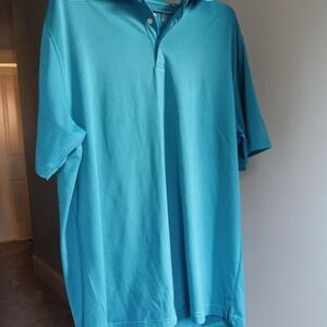 Walter Hagen Golf Polo‎ Dri Fit Thin Teal Blue Stripped
